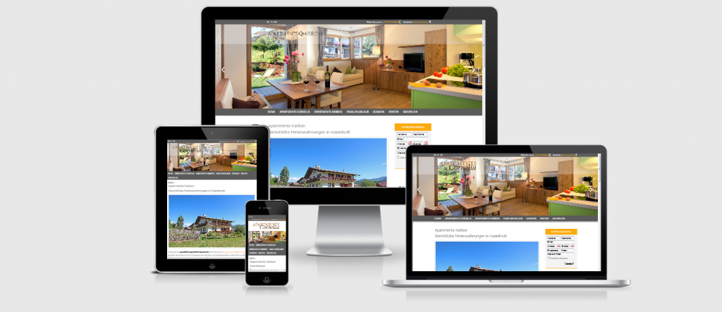 Ansicht responsives Webdesign auf verschiedenen mobilen Endgeräten