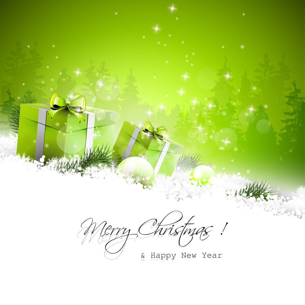 Green Christmas greeting card